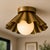 Handcrafted Solid Brass Scalloped Flush Mount Ceiling Light With Opal Glass Globe For Sale - Image 6 of 8