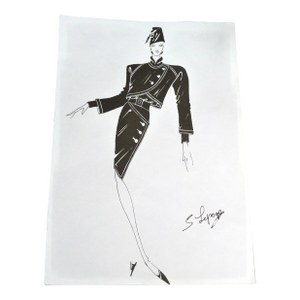 Matted Vintage 1990s Paris Fashion Stat - Signed Serge Lepage Couture Study 11" X 14"