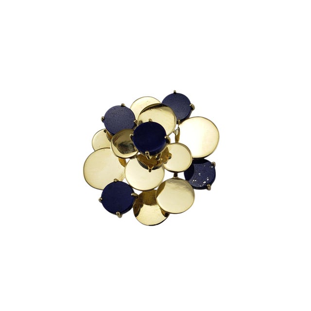 Contemporary Late 20th Century Merrin 18k Yellow Gold and Lapis Lazuli Brooch/Pin For Sale - Image 3 of 6