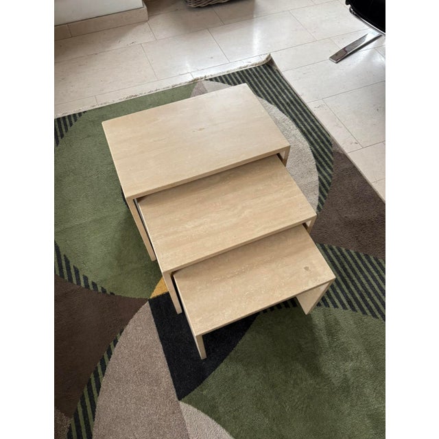 1970s Vintage Travertine Nesting Tables, 1970s, Set of 3 For Sale - Image 5 of 10