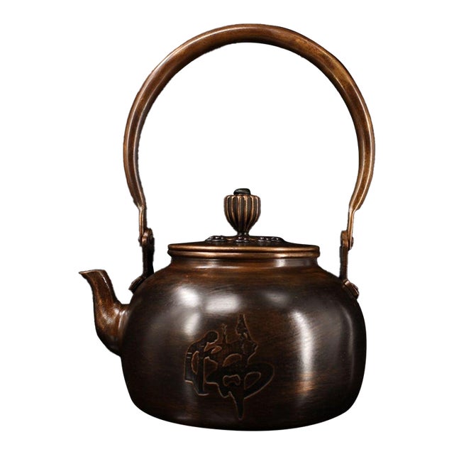 Late 19th Century Copper Teapot With Gemstone Inlays, 544g For Sale