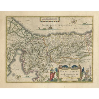 Antique Blaeu Holy Land Map Terra Sancta Palestina, 1629 For Sale