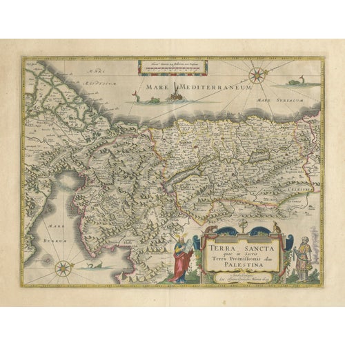 Antique Blaeu Holy Land Map Terra Sancta Palestina, 1629 For Sale