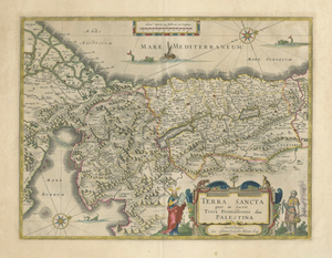Antique Blaeu Holy Land Map Terra Sancta Palestina, 1629