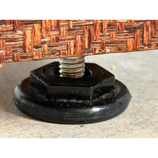 Harrison Van Horn Round Game Table Lacquered Raffia Sliding Shelf 1980s Glamour For Sale - Image 12 of 13