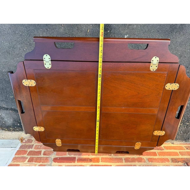 Vintage Baker Furniture Chippendale Style Mahogany Butler Tray Coffee Table For Sale - Image 16 of 18