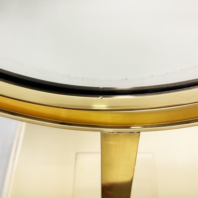 Brass Vintage Mid Century Charles Hollis Jones Brass and Lucite Double Sided Oval Tabletop Mirror For Sale - Image 8 of 10