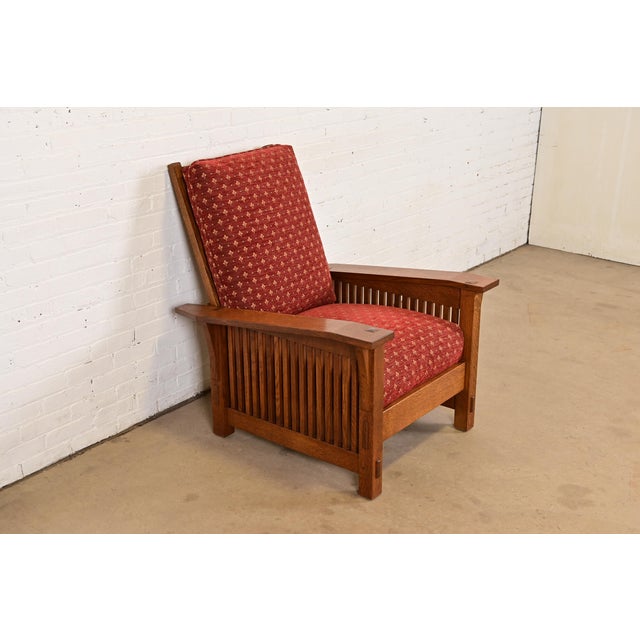 L. & J.G. Stickley, Inc. Stickley Mission Oak Arts & Crafts Reclining Morris Lounge Chair For Sale - Image 4 of 13