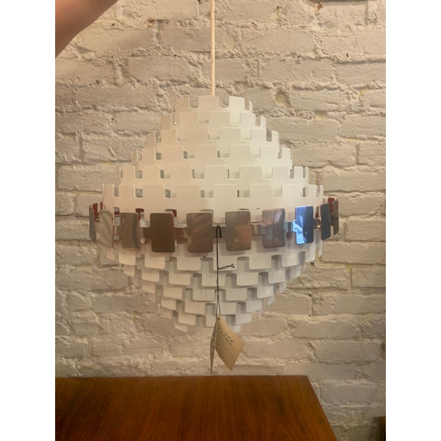 1970s 1970s Cromo Sculptural Concentric Metal Ring Pendant Lamp by Ineslam, Spain For Sale - Image 5 of 5