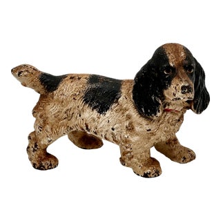 Smaller Size Vintage 1930s Solid Cast Iron Cocker Spaniel Dog Doorstop by Hubley Manufacturing Co. U S A For Sale