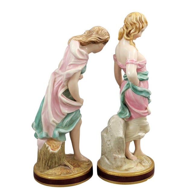 Porcelain Before the Wind & Against the Wind Figures by James Hadley for Royal Worcester, 1865-1878, Set of 2 For Sale - Image 3 of 10