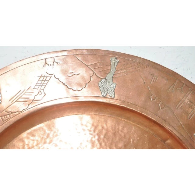 Mid Century Modern Copper Platter W/ Sterling Figures Surround C.1950s For Sale - Image 4 of 10