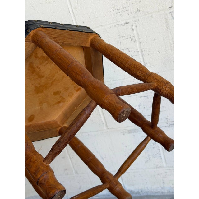 Black Leather Hexagonal Ottoman With Wooden Legs Danish Mid-Century Modern 1970s For Sale - Image 9 of 9