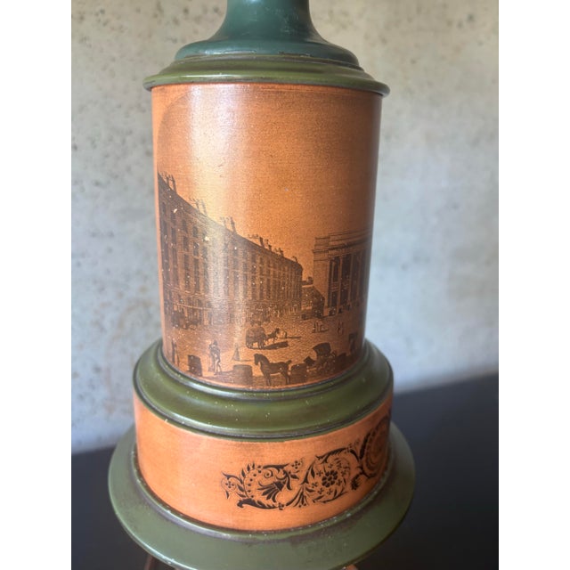 Metal 1940s French Neoclassical Painted Tole Table Lamps With Metal Shades - a Pair For Sale - Image 7 of 12