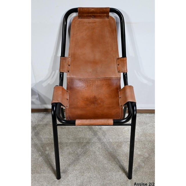 Set of Metal and Leather Chairs, 1960 For Sale - Image 7 of 18