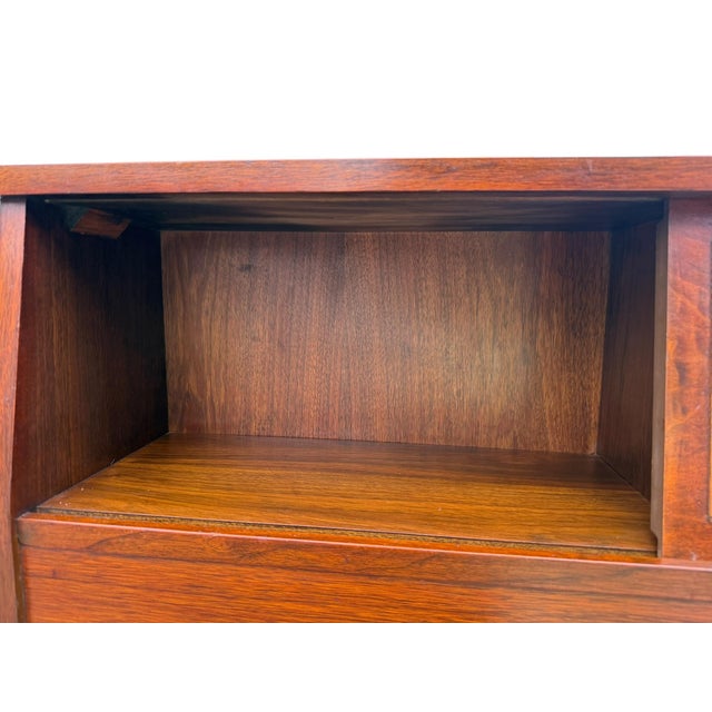 Mid-Century Mainline by Hooker Walnut & Cane Bookcase Headboard, 1957 For Sale - Image 10 of 15