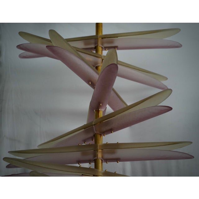 2000 - 2009 Helix Pink and Amber Art Glass Pendant Light, 2000 For Sale - Image 5 of 8