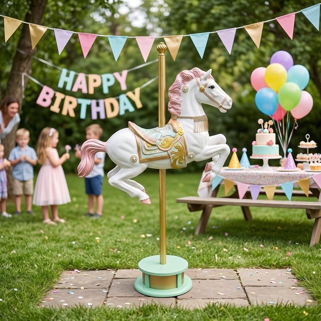 Marie Antoinette-Inspired Carousel Horse With Pole Stand For Sale - Image 14 of 14