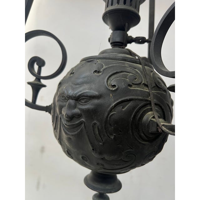 Patinated Bronze Ball Pendant Light, 1800s, Set of 2 For Sale - Image 3 of 14