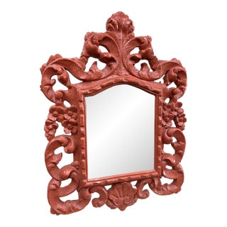 1970s Coral Palm Beach Regency Sea Shell Mirror For Sale