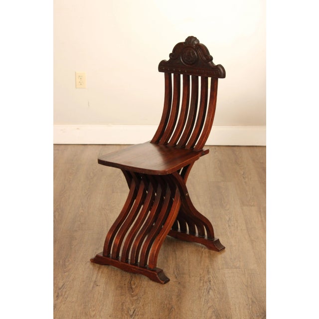 Brown Italian Renaissance Revival Style Savonarola Side Chairs For Sale - Image 8 of 12
