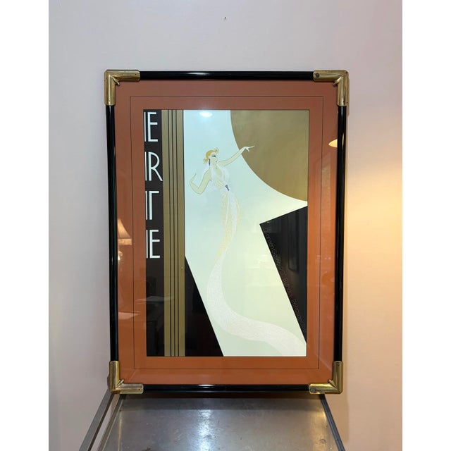 1980s Erte Art Deco Framed Poster For Sale - Image 4 of 6
