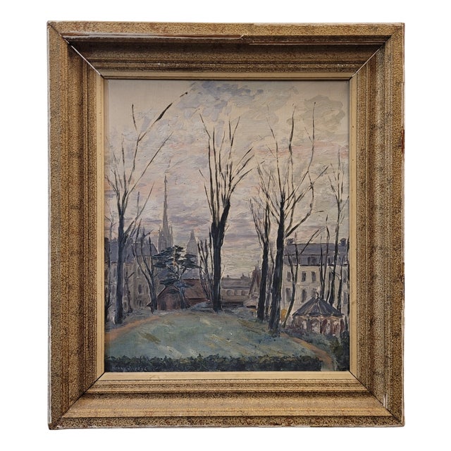 Henry Savoye, Urban View in Winter, 20th Century, Oil on Canvas For Sale