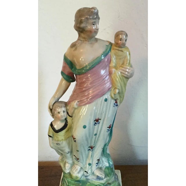 Early 19th Century Early 19th Century English George III Staffordshire Pearlware Figure of Charity For Sale - Image 5 of 11