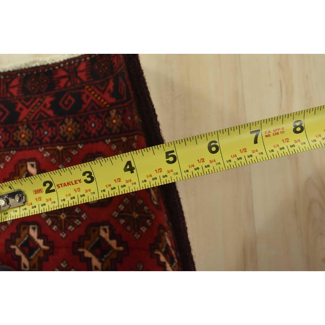Baloch Rug 3’6” X 6’9” Red Wool Vintage Tribal Hand-Knotted Oriental Carpet For Sale - Image 10 of 12