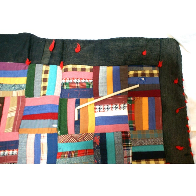 Textile Vintage American Handmade Cabin Strip Quilt For Sale - Image 7 of 9