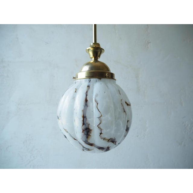 Czech Art Deco Pendant with Opaline Glass Shade, 1930s For Sale - Image 3 of 13
