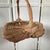 Tan Vintage Handwoven Appalachian Wicker Buttocks Basket With Twisted Bentwood Handle For Sale - Image 8 of 12