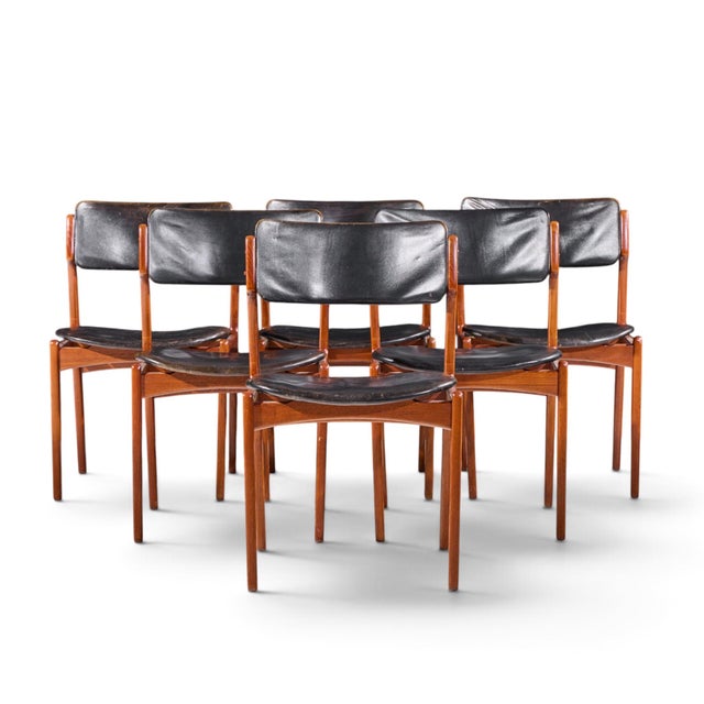 Erik Buch Mid Century Danish Teak Dining Chairs - Set of 6 Each chair measures: 20 wide x 20.75 deep x 31.75 inches high,...