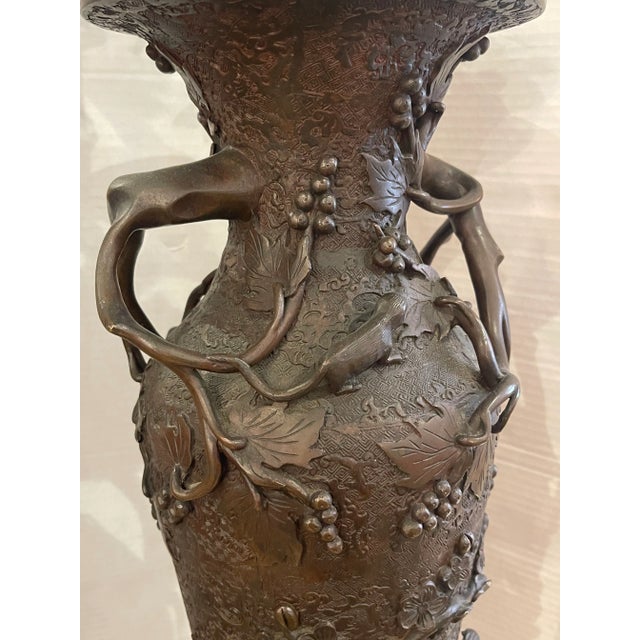 Bronze 18th Century Japanese Bronze Vases Converted to Lamps by Lebraun Tardieu Paris 63.R.Des Archives - Set of 2 For Sale - Image 8 of 12