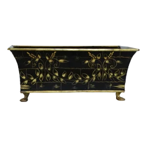 Antique French Tole Footed Jardiniere Cachepot 15.25 Inch