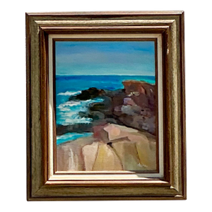 Vintage Boho Original Seascape Oil Painting on Canvas
