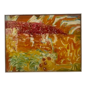 1970s Molly Schiff Abstracted Landscape Painting, Framed