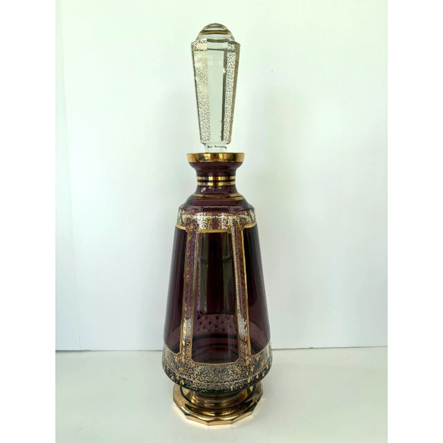 Bohemia 1920s Bohemian Moser Antique Amethyst and Gold Art Deco Crystal Decanter For Sale - Image 4 of 10