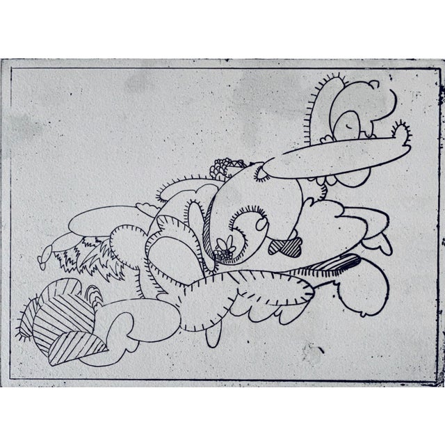 Contemporary tom Butter, American Artist Contemporary Etching Tom Butter Cartoon Cactus Desert Landscape, 1997 For Sale - Image 3 of 10