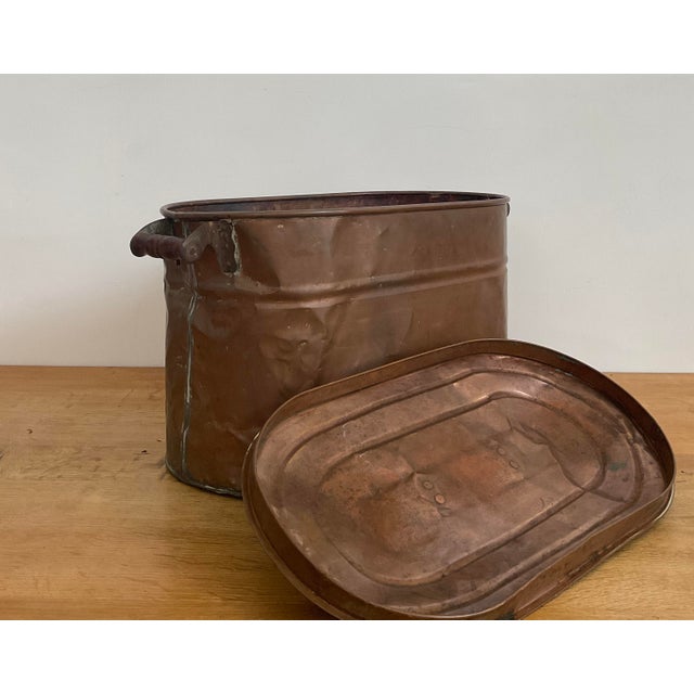 Antique Copper Boiler Tub With Lid For Sale - Image 10 of 18