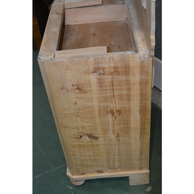 Vintage Rustic Scrubbed Pine Washstand Cupboard W/ Grey & White Marble Top For Sale - Image 11 of 18