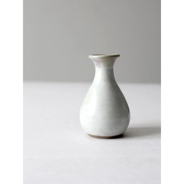 White Vintage Studio Pottery Vase For Sale - Image 8 of 12