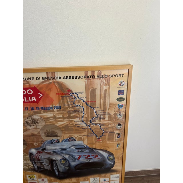 Official 2001 1000 Miglia Commemorative Race Poster, Framed For Sale - Image 4 of 6