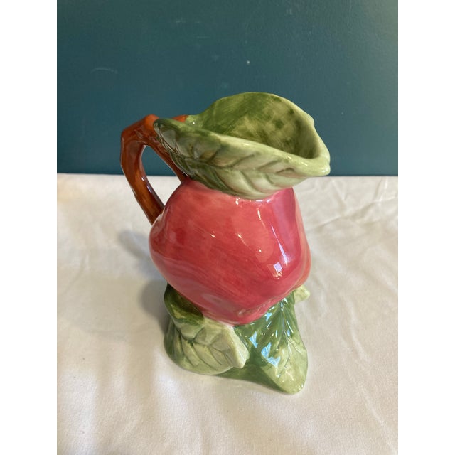 Mid 20th Century Majolica Apple Ceramic Creamer Pitcher For Sale - Image 4 of 9