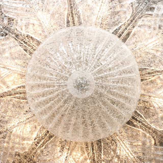 Modernist Hand-Blown Mottled Murano Glass Acanthus Flush Mount For Sale - Image 16 of 18