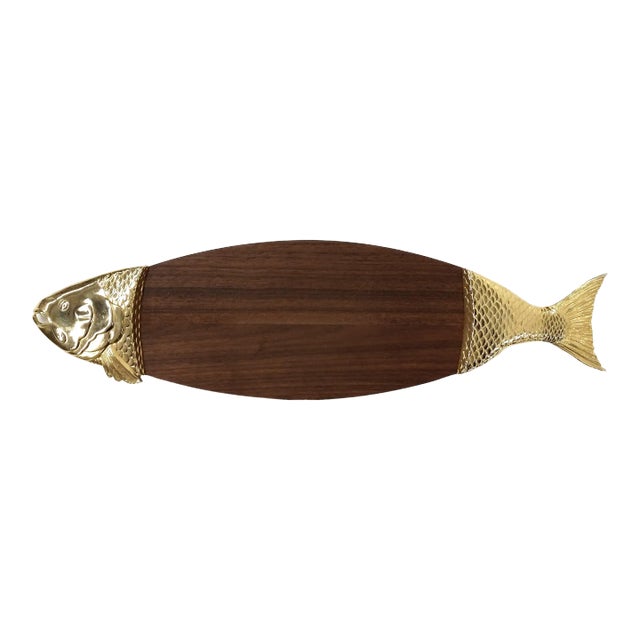 Ted Arnold Wood & Gold Serving Platter For Sale