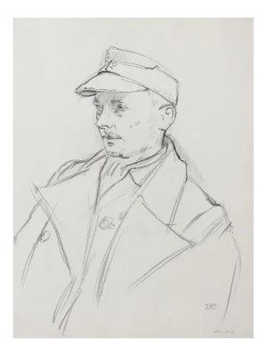 Soldier - Pencil Drawing by J. Hirtz - Mid 20th Century Mid 20th Century