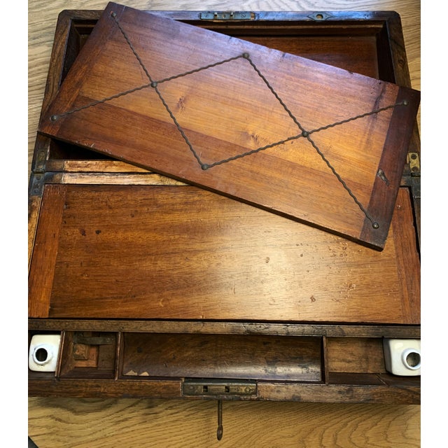 Victorian 19th Century Victorian Era Portable Walnut Tunbridge Writing Box For Sale - Image 3 of 12