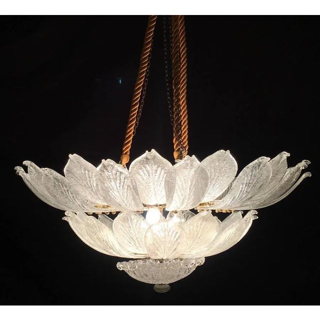 1990s Italian Murano Glass Leave Flush Mount Chandelier For Sale - Image 5 of 18