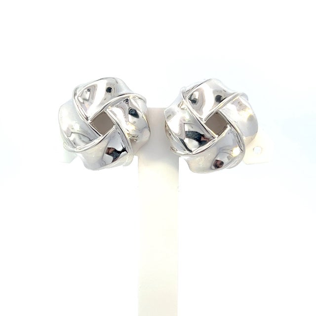 Silver Late 20th Century Tiffany & Co Large Love Knot Earrings Sterling Silver Estate, A Pair For Sale - Image 8 of 13